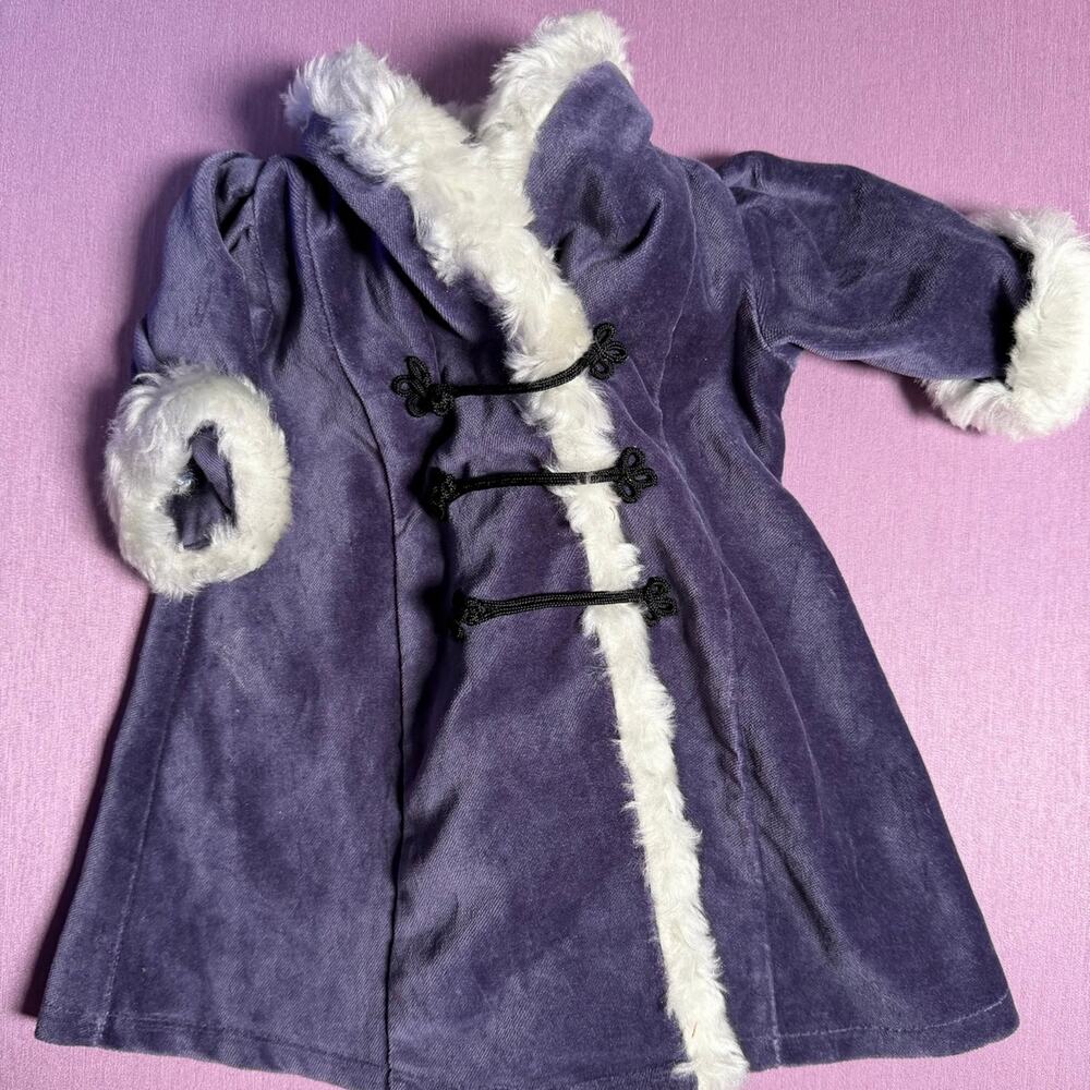 American Girl Samantha Holiday Coat Violet Blue Faux Fur
